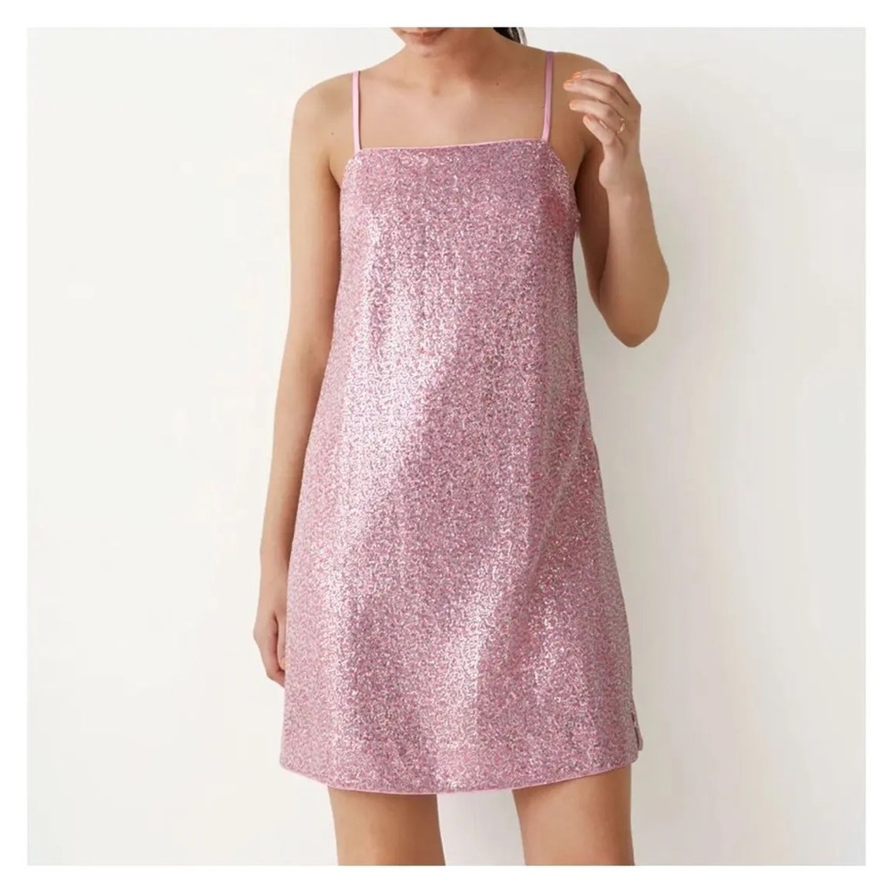 Pink Sequin spaghetti strap Slip Dress from & Other Stories